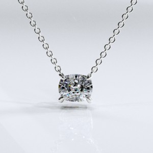 Elongated Cushion Cut Moissanite Solitaire Pendant