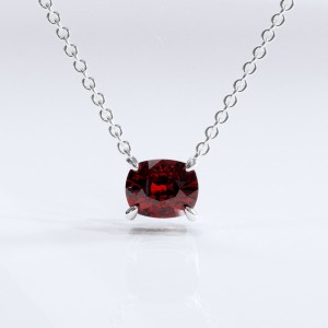 Elongated Cushion Cut Lab Grown Ruby Solitaire Pendant