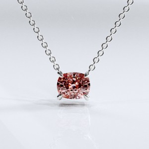 Elongated Cushion Cut Lab Grown Morganite Solitaire Pendant