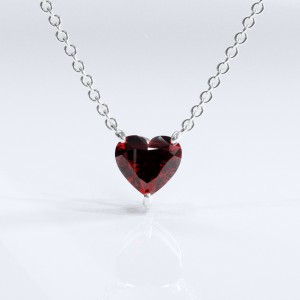 Heart Cut Lab Grown Ruby Solitaire Pendant