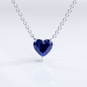 Heart Cut Lab Grown Sapphire Solitaire Pendant