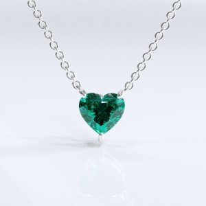 Heart Cut Lab Grown Emerald Solitaire Pendant