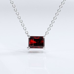 Radiant Cut Lab Grown Ruby Solitaire Pendant