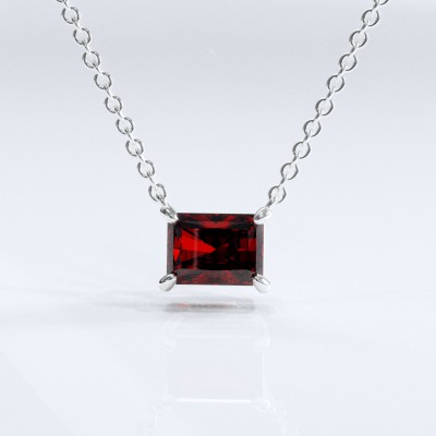 Radiant Cut Lab Grown Ruby Solitaire Pendant