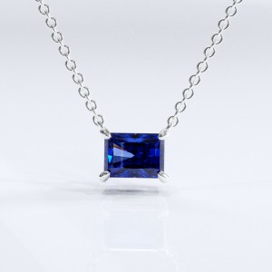 Radiant Cut Lab Grown Sapphire Solitaire Pendant