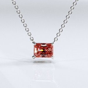 Radiant Cut Lab Grown Morganite Solitaire Pendant