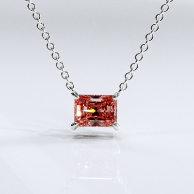 Radiant Cut Lab Grown Morganite Solitaire Pendant