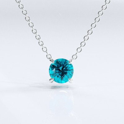 Round Cut Natural Topaz Solitaire Pendant