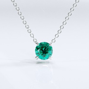 Round Cut Lab Grown Emerald Solitaire Pendant