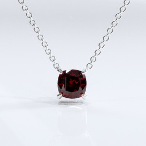 Cushion Cut Lab Grown Ruby Solitaire Pendant