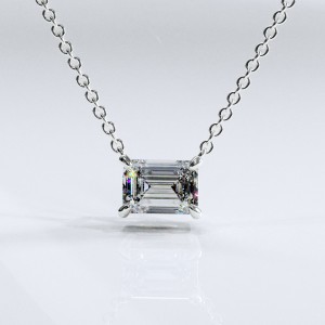 Emerald Cut Moissanite Solitaire Pendant