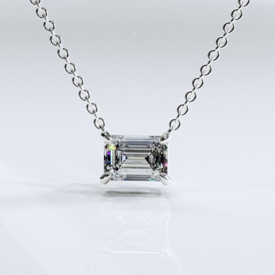 Emerald Cut Moissanite Solitaire Pendant