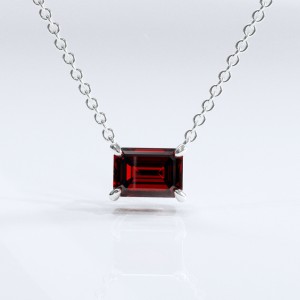 Emerald Cut Lab Grown Ruby Solitaire Pendant