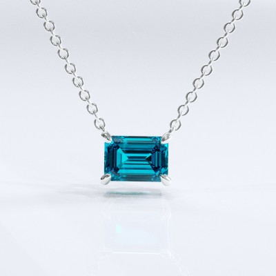 Emerald Cut Natural Topaz Solitaire Pendant