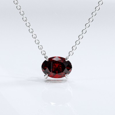 Oval Cut Lab Grown Ruby Solitaire Pendant