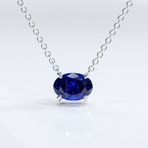 Oval Cut Lab Grown Sapphire Solitaire Pendant