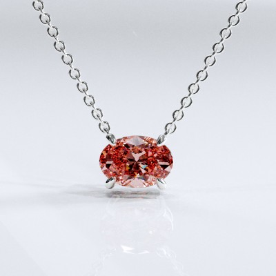 Oval Cut Lab Grown Morganite Solitaire Pendant