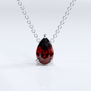 Pear Cut Lab Grown Ruby Solitaire Pendant