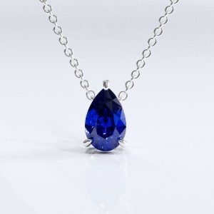 Pear Cut Lab Grown Sapphire Solitaire Pendant