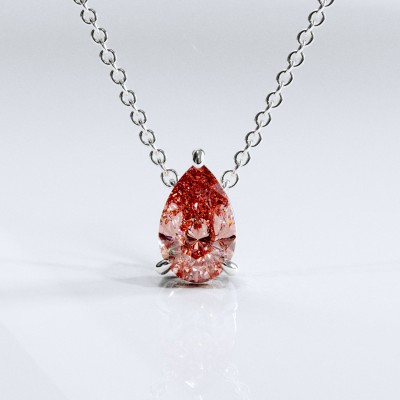 Pear Cut Lab Grown Morganite Solitaire Pendant