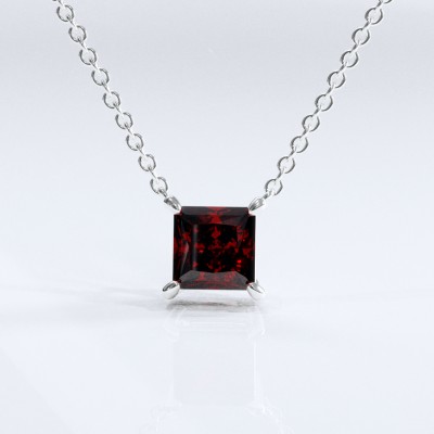 Princess Cut Lab Grown Ruby Solitaire Pendant