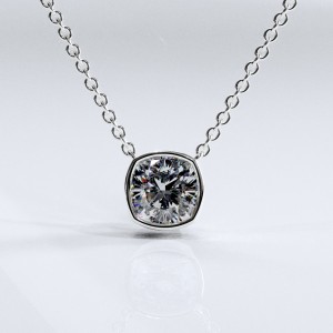 Cushion Cut Moissanite Solitaire Pendant