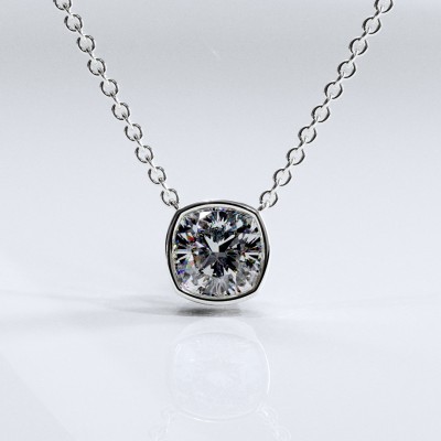 Cushion Cut Moissanite Solitaire Pendant