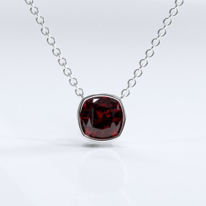 Cushion Cut Lab Grown Ruby Solitaire Pendant