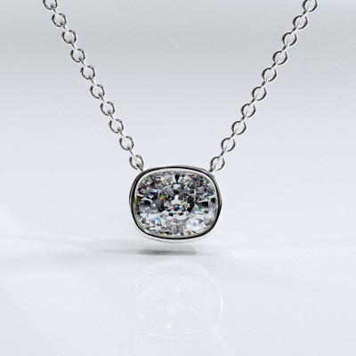 Elongated Cushion Cut Moissanite Solitaire Pendant