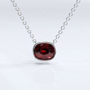 Elongated Cushion Cut Lab Grown Ruby Solitaire Pendant