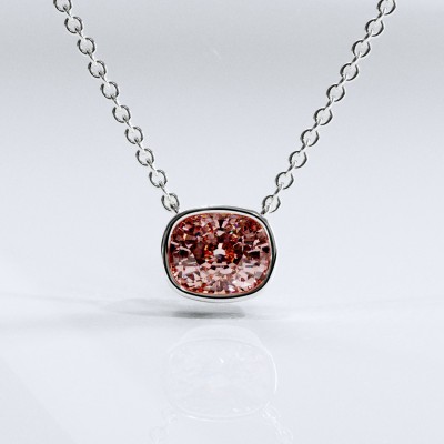 Elongated Cushion Cut Lab Grown Morganite Solitaire Pendant