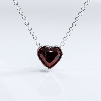 Heart Cut Lab Grown Ruby Solitaire Pendant