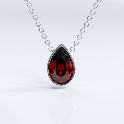 Pear Cut Lab Grown Ruby Solitaire Pendant