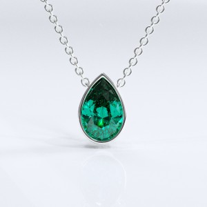 Pear Cut Lab Grown Emerald Solitaire Pendant