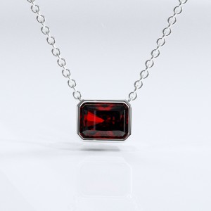 Radiant Cut Lab Grown Ruby Solitaire Pendant