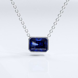 Radiant Cut Lab Grown Sapphire Solitaire Pendant