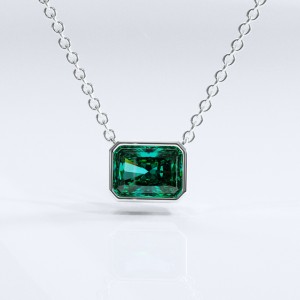 Radiant Cut Lab Grown Emerald Solitaire Pendant