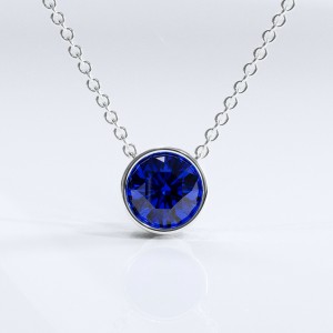 Round Cut Lab Grown Sapphire Solitaire Pendant