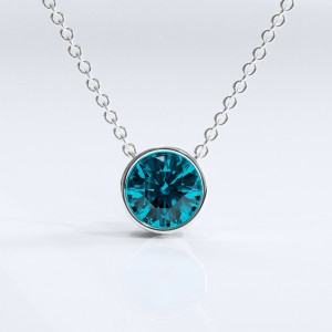 Round Cut Natural Topaz Solitaire Pendant