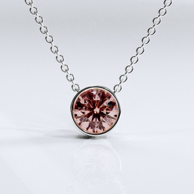 Round Cut Lab Grown Morganite Solitaire Pendant