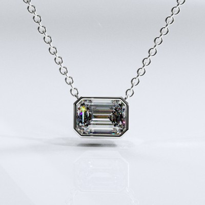 Emerald Cut Moissanite Solitaire Pendant