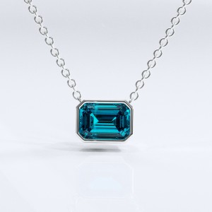 Emerald Cut Natural Topaz Solitaire Pendant