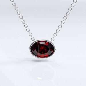 Oval Cut Lab Grown Ruby Solitaire Pendant