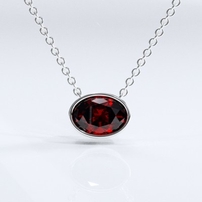 Oval Cut Lab Grown Ruby Solitaire Pendant