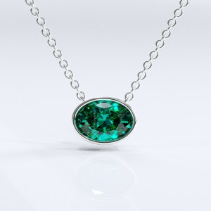 Oval Cut Lab Grown Emerald Solitaire Pendant