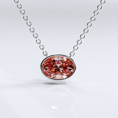 Oval Cut Lab Grown Morganite Solitaire Pendant