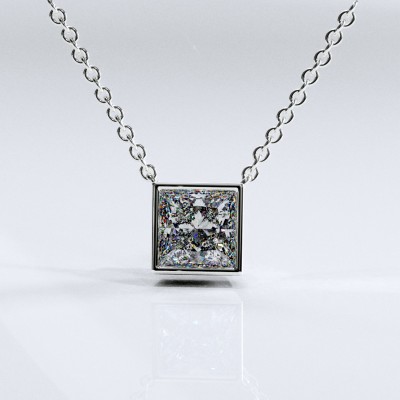 Princess Cut Moissanite Solitaire Pendant