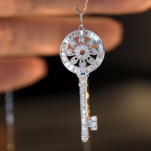 0.5 Carat Diamonds in 18k Gold Key Necklace