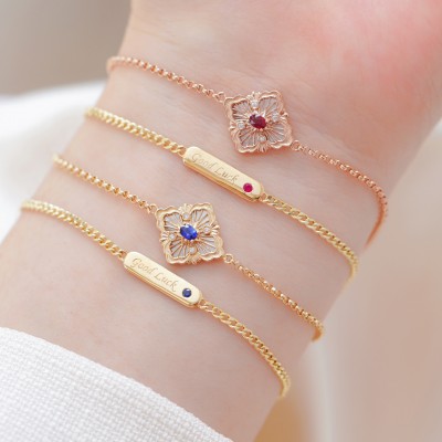 18K Gold Natural Blue Sapphire &Ruby  Bracelets