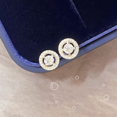 Main 0.23 Carat Small 0.082 Carat Diamonds in18K Gold Round Earrings